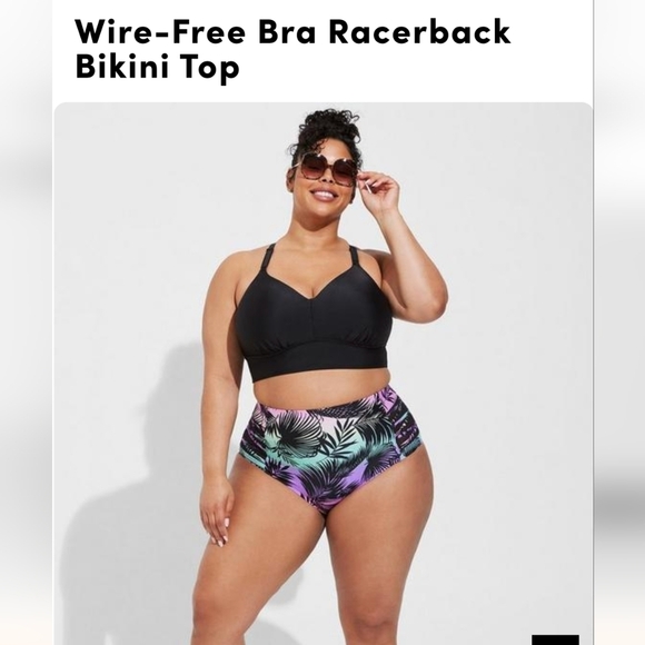 Torrid Wire-Free Bra Racerback Bikini Top plus size 4x DD/F, new! - Picture 2 of 7